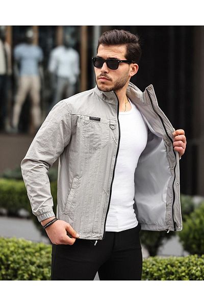Clavi New Season Water and Windproof Fabric Seasonal Raincoat Jacket Gray
