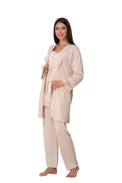 by İGP Effortt Mink Cotton Maternity Pajamas Set with Dressing Gown