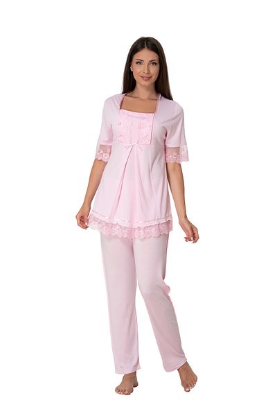 by İGP Effortt Pink Cotton Maternity Short Sleeve Pajama Set
