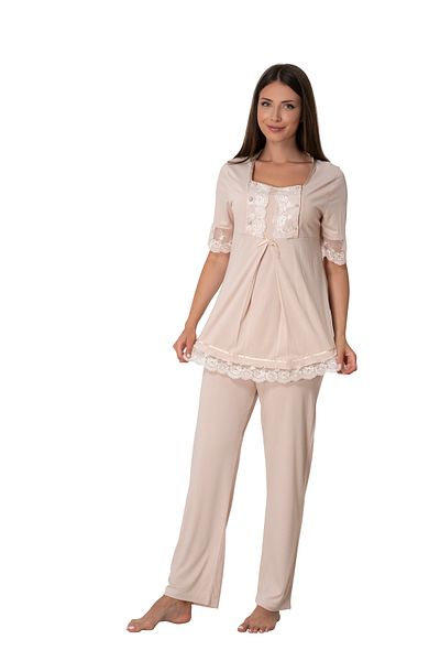 by İGP Effortt Mink Cotton Maternity Short Sleeve Pajama Set