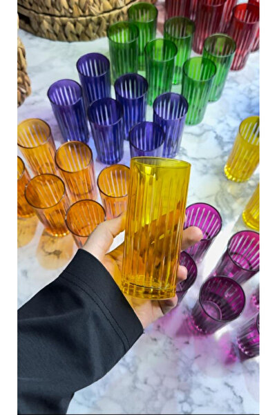 Ara Porselen Uzay Kesme Dekorlu Bardak Sarı