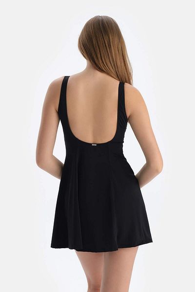 Dagi Black Square Collar Dress Swimsuit