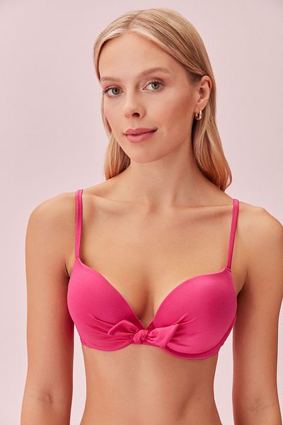 SUWEN Vollständig gepolstertes Bikinioberteil mit Spitzenfront