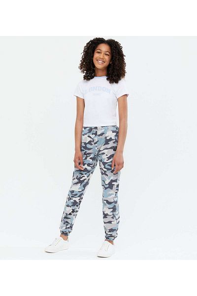 Newlook Girls Blue Camouflage Denim Jogger Pants