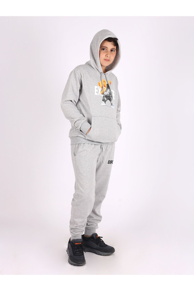 COSBA kids wear Kapüşonlu Cool Ayıcık Kanguru Cepli  Eşofman Takımı