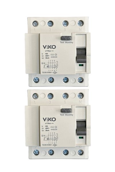 VİKO 30mA 40A 4P Residual Current Protection Relay 2 Pieces