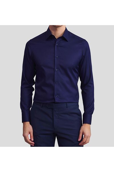 Daniel Bessi Long Sleeve Slim Fit 100% Cotton Twill Non-Iron Iron-Free Non-Wrinkle Basic Classic Men's Shirt