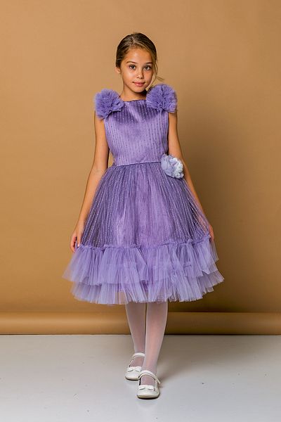 Daisy Glittery Tulle Evening Dress with Pompom for Girls