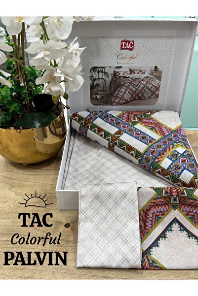 Taç TAC Dijital Saten Nevresim Takimi Palvin Bej