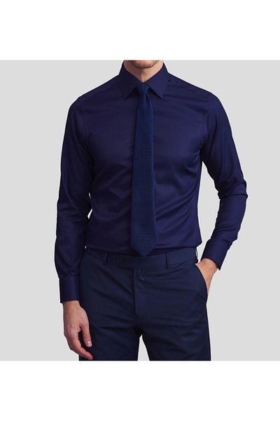 Daniel Bessi Long Sleeve Slim Fit 100% Cotton Twill Non-Iron Iron-Free Non-Wrinkle Basic Classic Men's Shirt