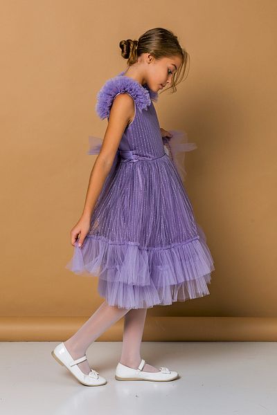 Daisy Glittery Tulle Evening Dress with Pompom for Girls