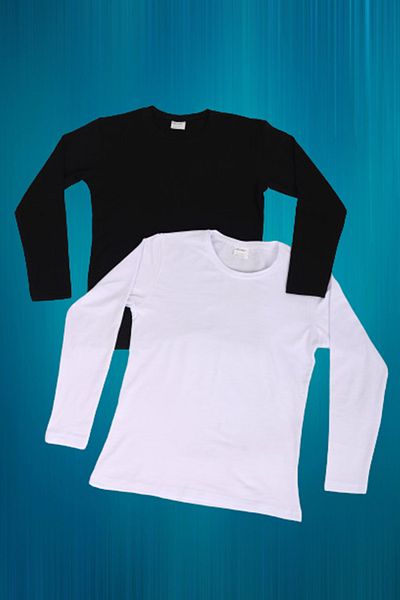 Çiggo Kids Pachet de 2 (negru-alb) unisex (fată-băiat) Badi de bază cu mânecă lungă din bumbac simplu