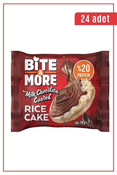 bite & more Rice Cake 18 gram x 24 Adet Milk Chocolate Coated (Pirinç Patlağı...