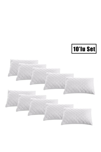 MELONIE 10'lu Set Yastık Koruyucu, Tela Kapitoneli Yastık Alezi, 50 X 70 Cm