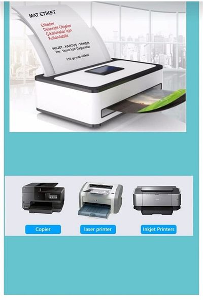 anka design 25 Pieces Adhesive Matte A4 Sticker with Cartridge Ink Suitable for All Printers