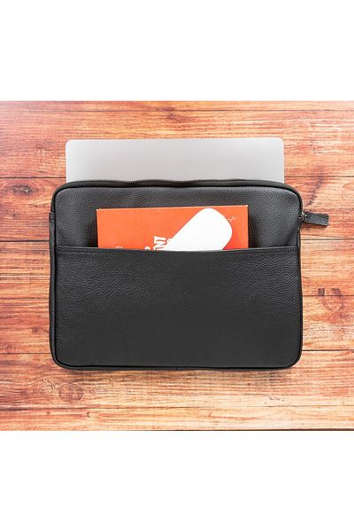 PLM حافظة جلدية متوافقة مع أجهزة MacBook وPC مقاس 14 بوصة ERC1 باللون الأسود