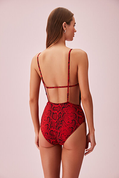 SUWEN Sırt Detaylı Desenli Mayo