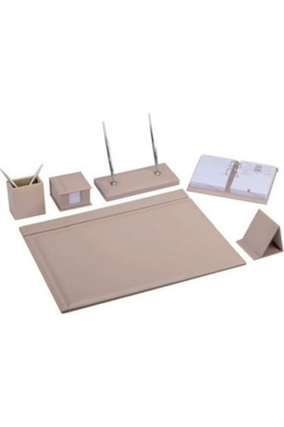 Gıpta Brand: Gipta Desk Mat Set 7120 Solid 7 Pieces Cream Category: Desktop Organizer