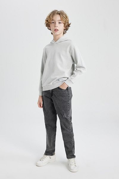 DeFacto Boy's Hooded Woven Label Sweatshirt B7365A824Sp