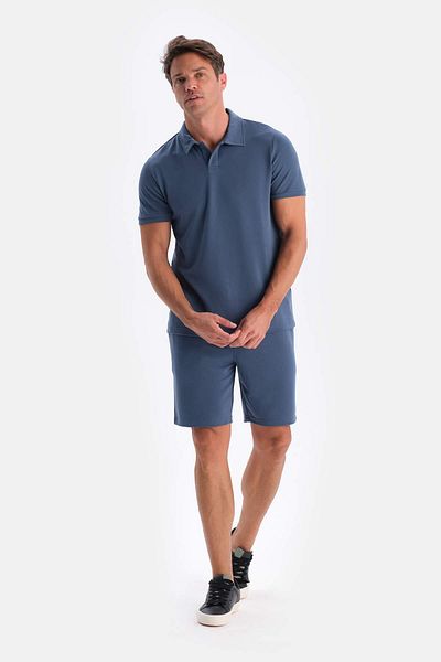 Dagi Modal Pique Shorts - Indigo with Pockets and Laces