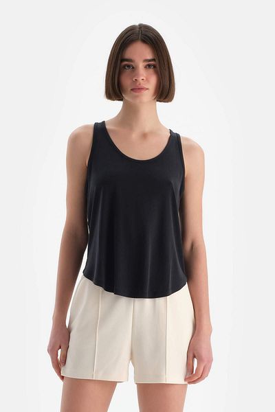 Dagi Schwarzes modales ärmelloses Damen-Tanktop