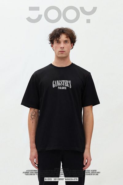 Jooy Company Μαύρο μπλουζάκι με στάμπα Gangster's Paradise