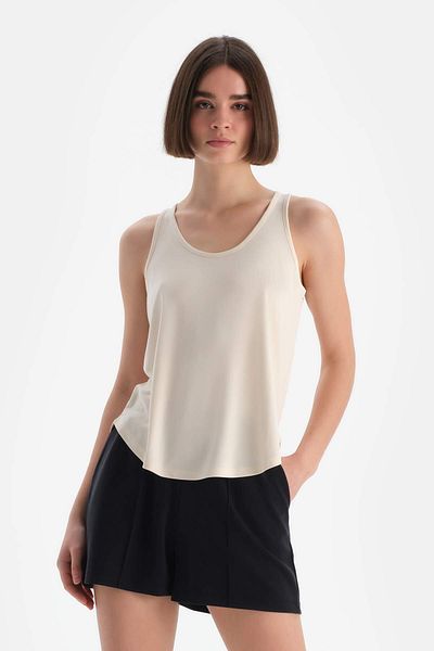 Dagi Ärmelloses Tanktop aus Modal in Ecru für Damen