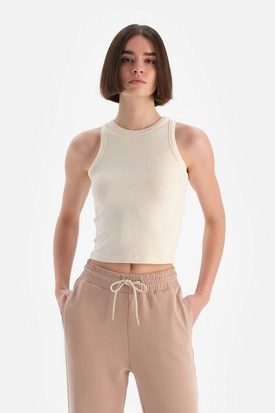 Dagi Ärmelloses Tanktop mit Camisole-Muster für Damen in Ecru