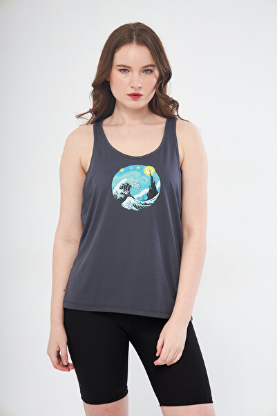 YÜKSEL IŞIK Sports Tank Anthracite Color Winter Printed