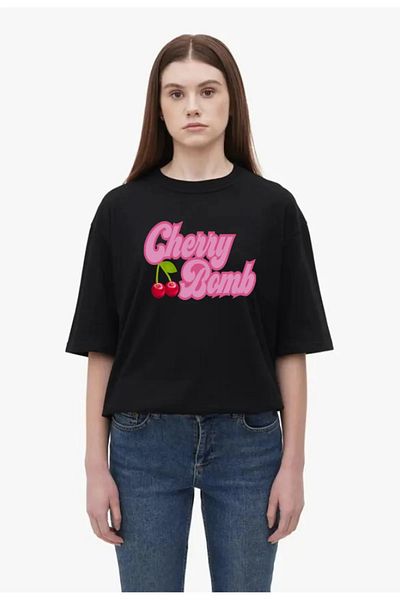Pink Sky Βαμβακερό μπλουζάκι με στάμπα Cherry Bomb