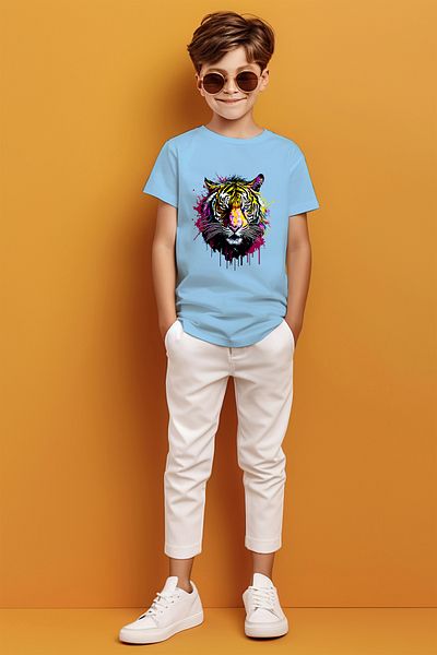 MYADA Tricou pentru băieți cu imprimeu pictat cu modele colorate