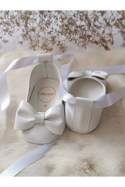 Hodore Perla White Genuine Leather Baby Loafers