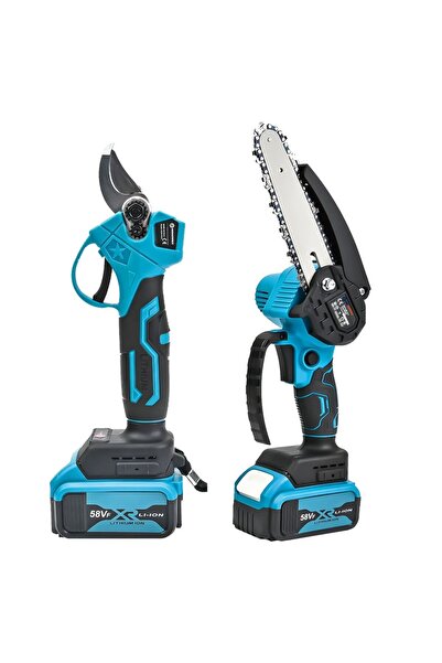 Genel Markalar 2li Set 58 Vf 5 Ah Çift Akülü Çelik Şanzıman Şarjlı Dal Budama...