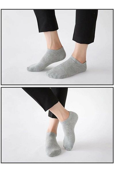 Hilis Socks Комплект унисекс памучни спортни чорапи до глезена, черно и сиво, 8 чифта