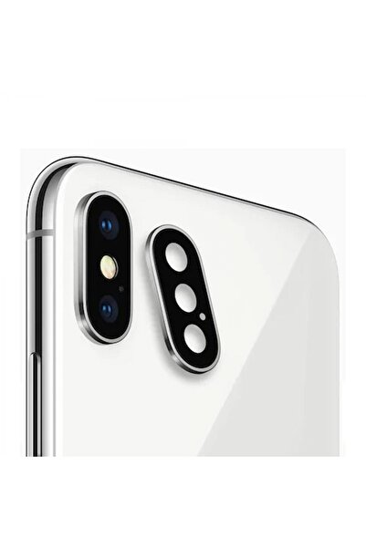 Nettech Teknonet Apple iPhone XS Uyumlu Çerçeveli Kamera Camı - Gri