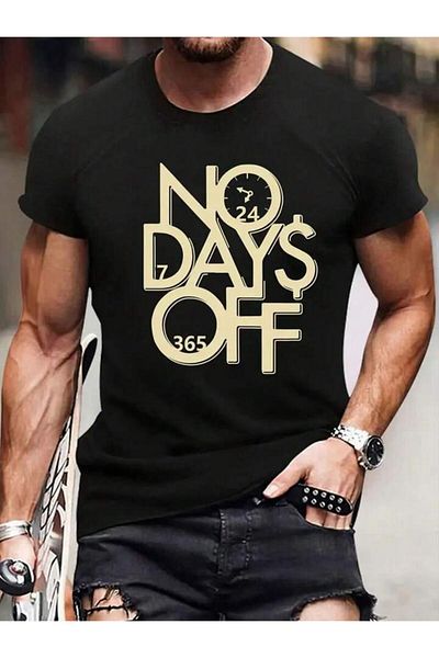 AFROGİYİM Unisex No Days Off εμπριμέ μπλουζάκι Oversize