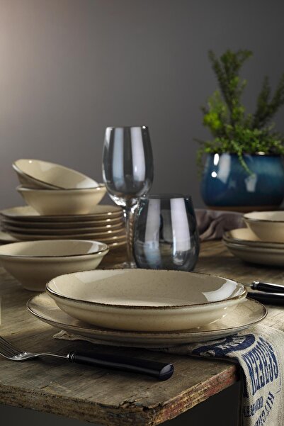 PEARL Kütahya Porselen Colorx Eo 24 Parça 6 Kişilik Yemek Takımı Tarçın