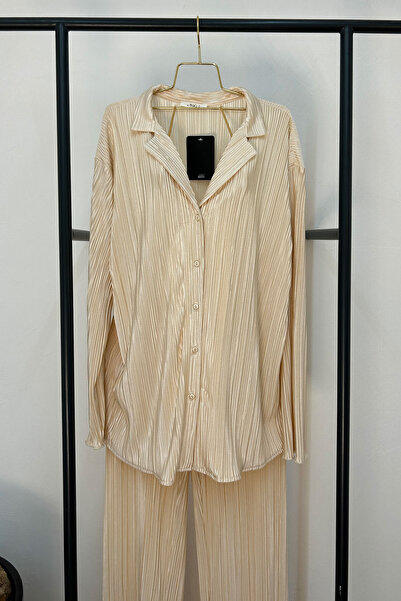 MAGARDE Set plisat cu cămașă - BEI