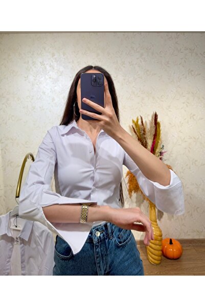 sunademirelfashion Tam Kalıp Beyaz Gömlek