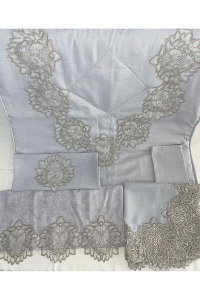 Vinezza Home Collection 5 Piece Vi̇nezza Home Dowry Set - French Guipure Prayer Rug Set