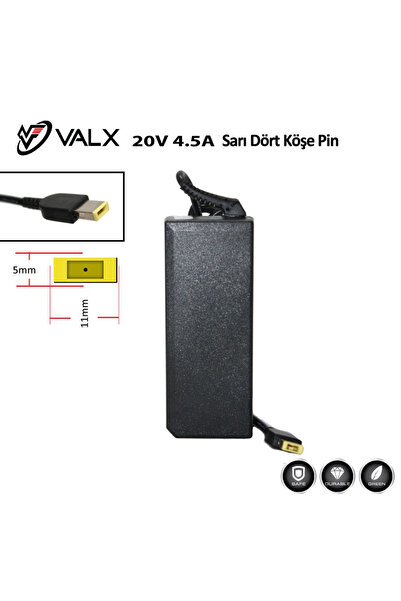 LENOVO Valx LA-20075 20V 4.5A 90W Sarı Dört köşe Pin Adaptör. LENOVO