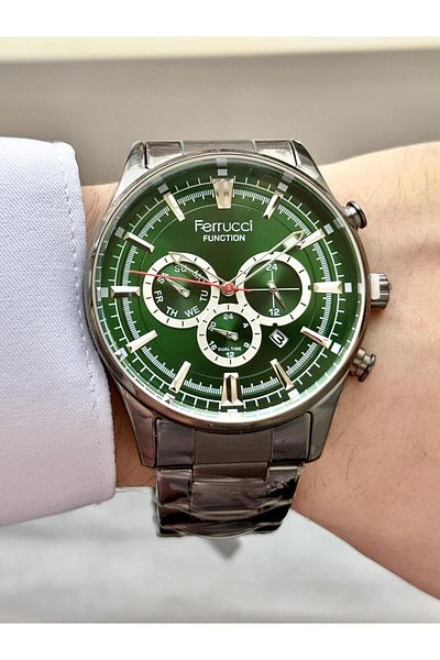 Ferrucci Men's Multifunctional Metal Band Wristwatch