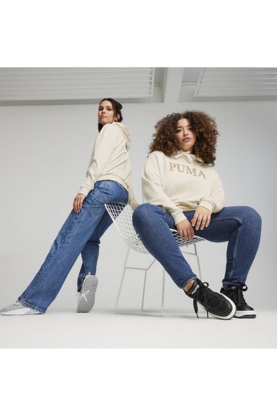 Puma White Hooded Collar Regular Fit Women's Sweatshirt -67789987 Squad Hoodie TR