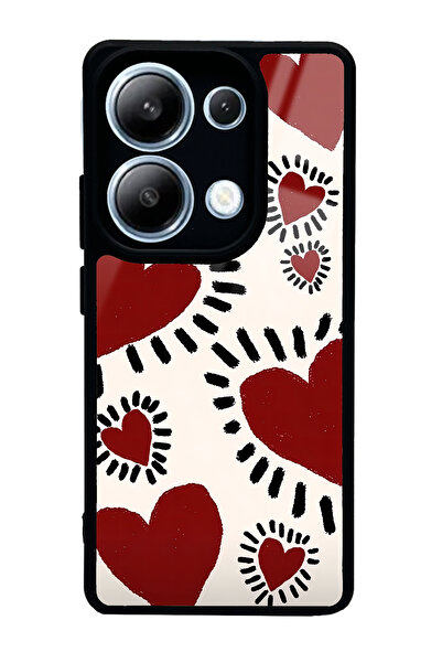 Spoyi Xiaomi Redmi Note 13 Pro 4G Brush Heart Tasarımlı Glossy Telefon Kılıfı