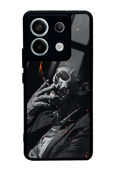 Spoyi حافظة هاتف لامعة لهاتف Xiaomi Redmi Note 13 Pro 5G بتصميم جمجمة دخانية