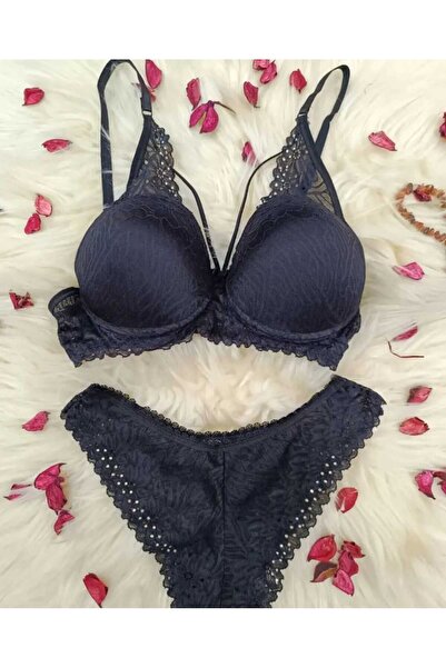 PATRON Kelebek Askılı Taşlı Dolgulu Balenli Dantel İşlemeli Takım