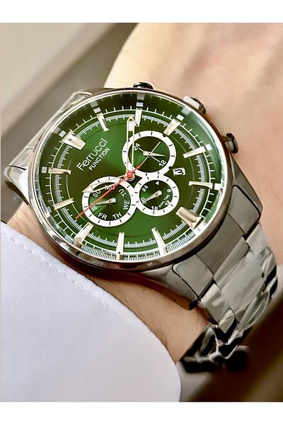 Ferrucci Men's Multifunctional Metal Band Wristwatch