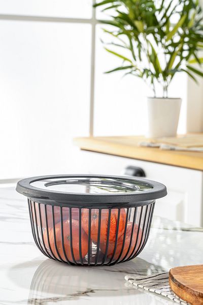 Vienev 3 Liter Polyline Bowl with Lid Anthracite
