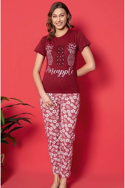 LİLA İÇ GİYİM WOMEN'S COTTON PAJAMAS SET