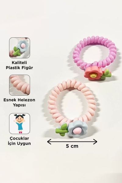 little Luv Cataramă spirală cu flori detaliate în 2 bucăți de culoare roz